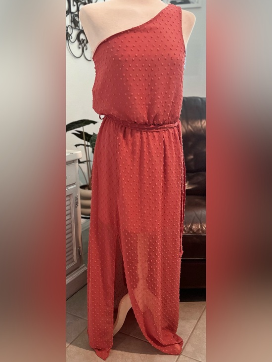 Peach Love California Dresses & Skirts - Peach Love California One-Shoulder Coral Maxi Dress